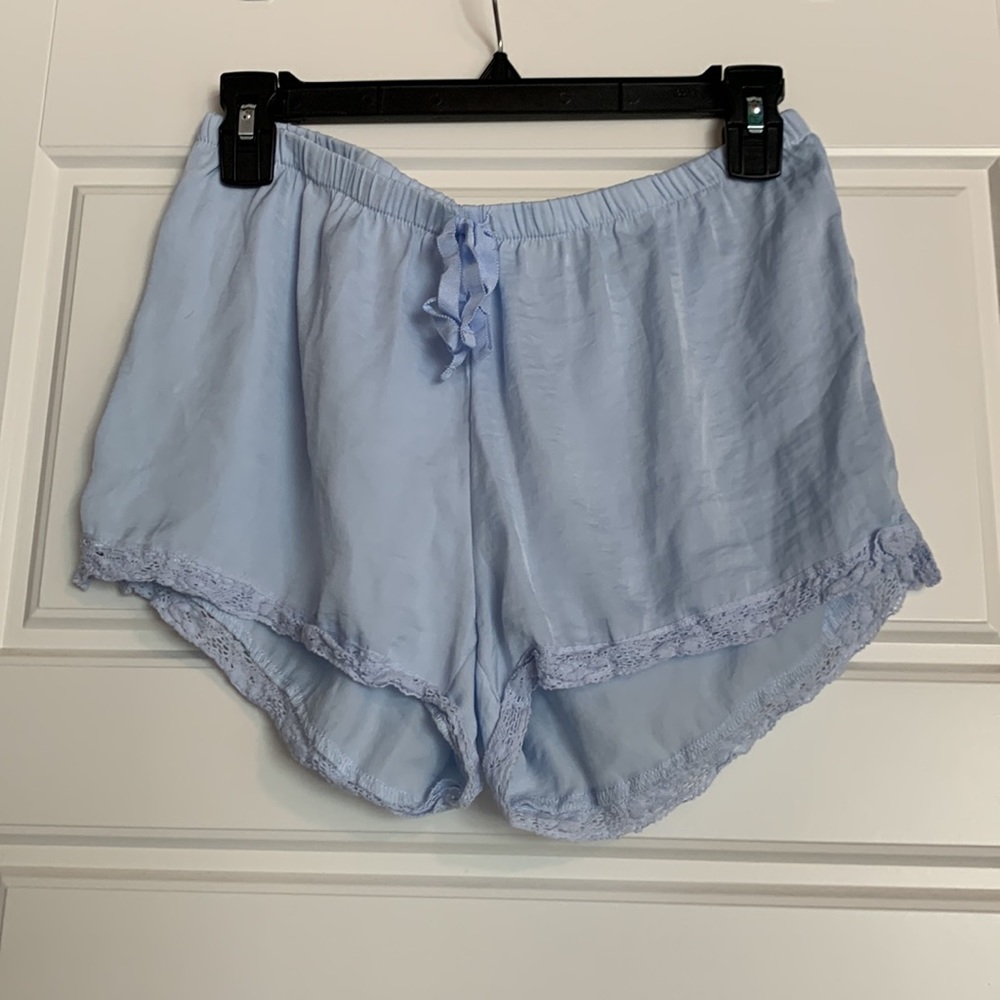 Light blue sleeping shorts with lace